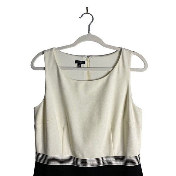 Talbots Women's Cream/Black Rayon Blend Sleeveless Midi Dress - Picture 2 of 7